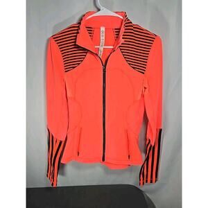 LULULEMON forme jacket light flare inkwell stripe thumb holes zip pockets 6